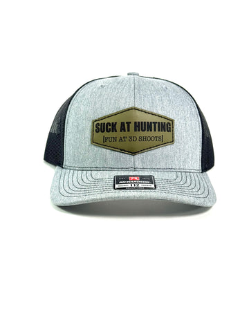 SUCK AT HUNTING HAT- BLACK/GREY